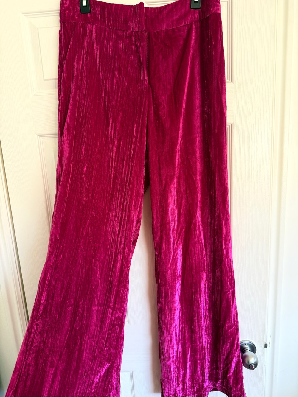 Nasty Gal Hot Pink Crushed Velvet Wide Leg
Pants Size 10